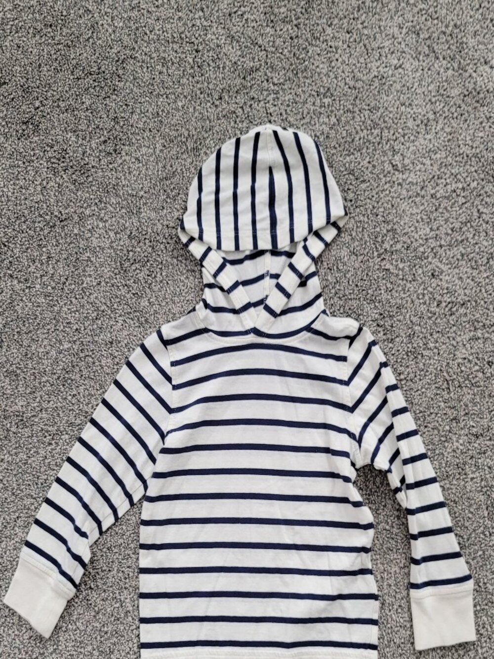 Crewcuts White with Navy Striped Hooded Long Sleeve T-shirt XXS 2-3